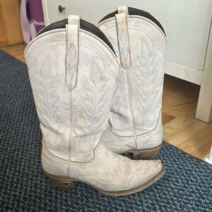 Lane Boots Ladies 7.5 Lexington Ceramic Crackle White Snip Toe Cowboy Festival